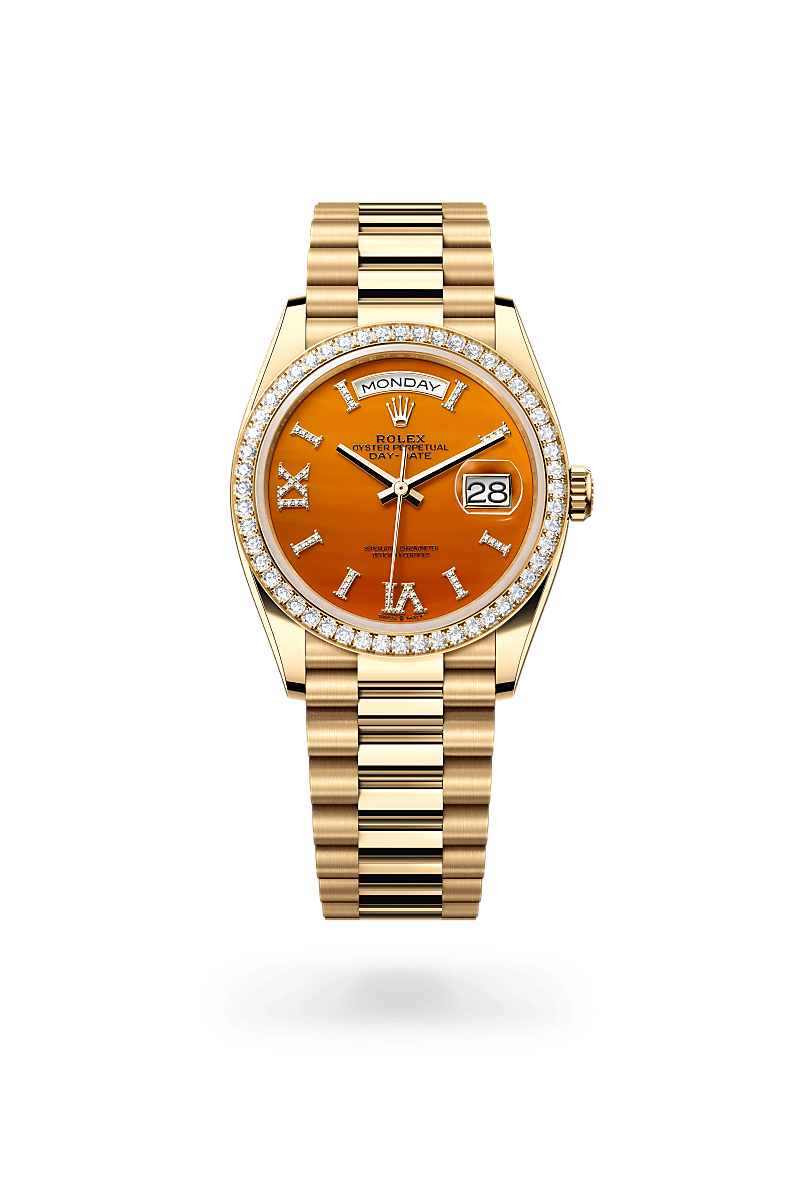 Rolex Day-Date 36 M128348RBR-0049 Herrenuhr / Damenuhr - Oyster, 36 mm, Gelbgold mit Diamanten 